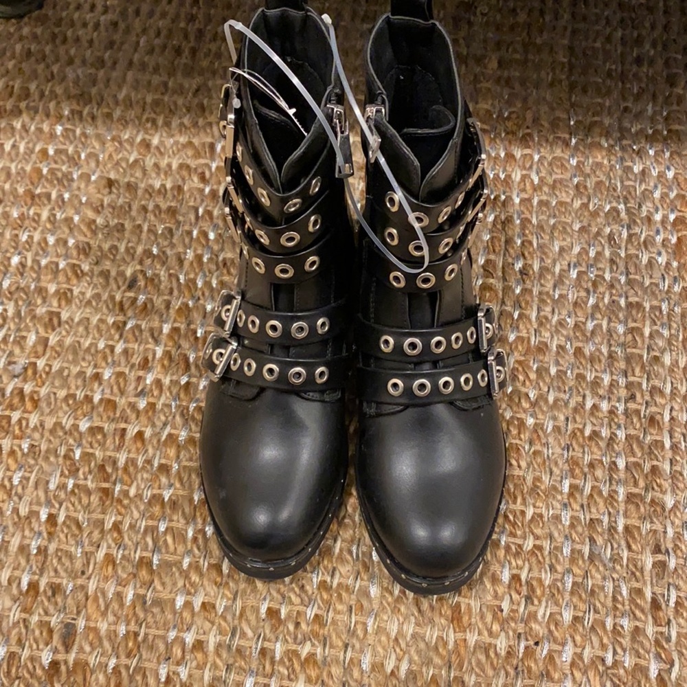 WILD DIVA Black Moto Boots Black 7.5 NWT